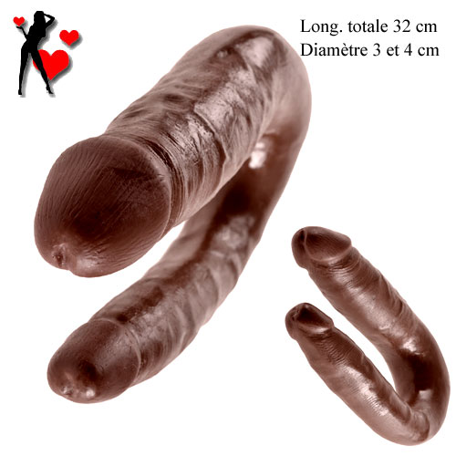 Le double gode ultra raliste chocolat pour doubles orgasmes
