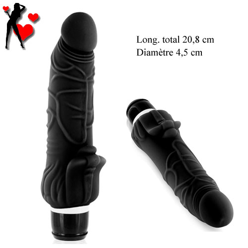 Gode silicone black vibrant classic stimulation clitoris